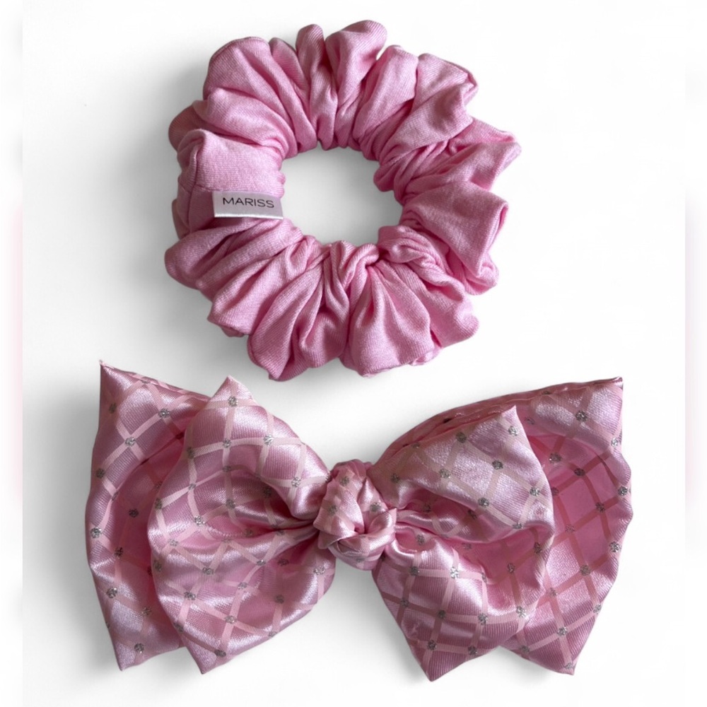 HANDMADE Pink Scrunchie And BowSet
